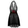 Women's Baby Dolls Deep V Lace Women Sexy Lingerie Bow Dress Nightwear-Black_3XL view 1