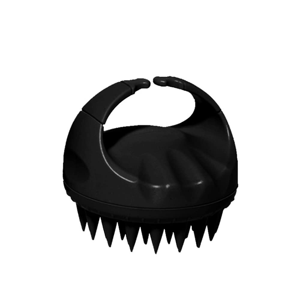 1Pcs Black Scalp Massager Shampoo Brush with Soft & Flexible Silicone Bristles for Hair Care and Head Relaxation, Ergonomic Scalp Scrubber/Exfoliator for Dandruff Removal and Hair Growth
