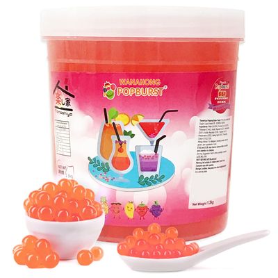WaNaHong Popping Boba Pearl 1.3 KG Dessert Toppings, Prosecco and Cocktails (Peach)
