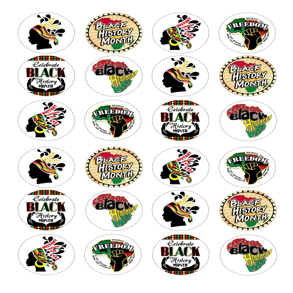 24 Black History Month pre-cut Cupcake Cake Toppers Wafer Rice Paper