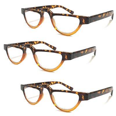 3 Packs Tortoiseshell Amber Vintage Half-Moon Reading Glasses/Spring Hinge/Colorful RG324 Specs +3.50 Magnification