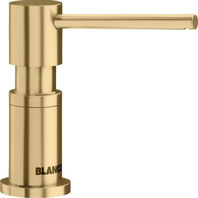 BLANCO LATO soap Dispenser in Satin Gold | Suitable for All BLANCO Kitchen Mixer taps | Convenient top Filling | Washing-up Liquid/soap Dispenser | 35 mm tap Hole | Bottle Volume 300 ml |  4.5 cm