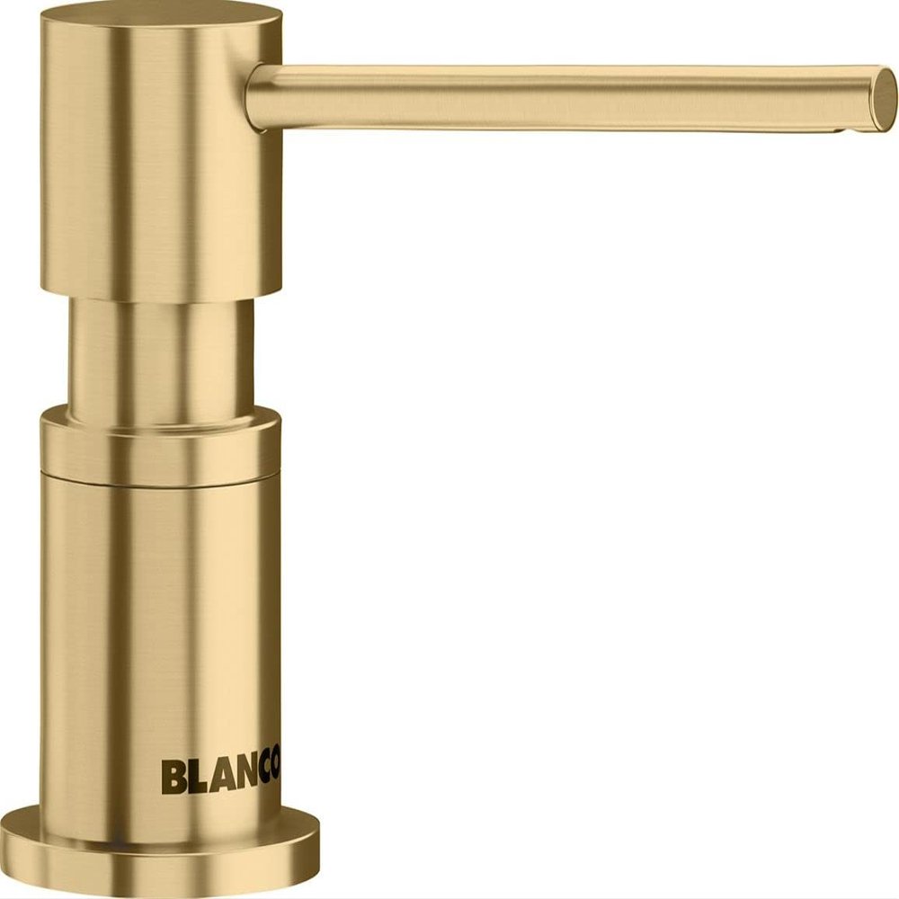 BLANCO LATO soap Dispenser in Satin Gold | Suitable for All BLANCO Kitchen Mixer taps | Convenient top Filling | Washing-up Liquid/soap Dispenser | 35 mm tap Hole | Bottle Volume 300 ml |  4.5 cm