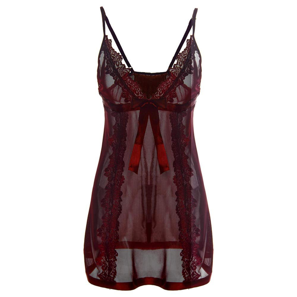 WDZOWU Ladies Sexy Lingerie Set Women Long Nightwear Sexy Dress-Red_6XL