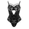 Women's Lingerie & Underwear Women Sexy Lingerie Embroidered Bodysuit-Black_XL view 3