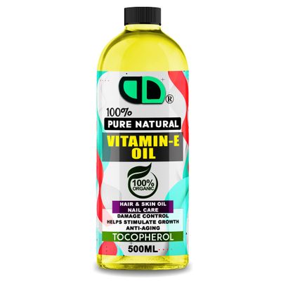100% Natural Vitamin E Oil: Carrier for Skin Massage & Aromatherapy Organic UK (500ML)