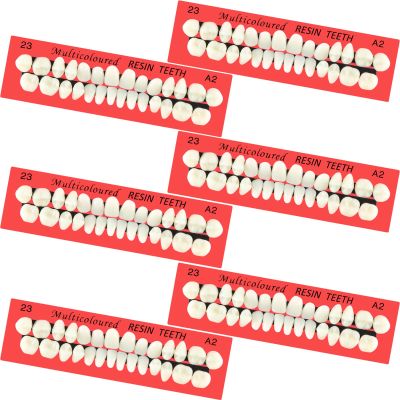 68 Pieces Fake Teeth False Teeth Sets Halloween Complete Acrylic Resin Teeth Denture Dental Teeth Dentures False Teeth False Tooth Kit for Horror Prop DIY Teach Model 6 Sets, 23 A2