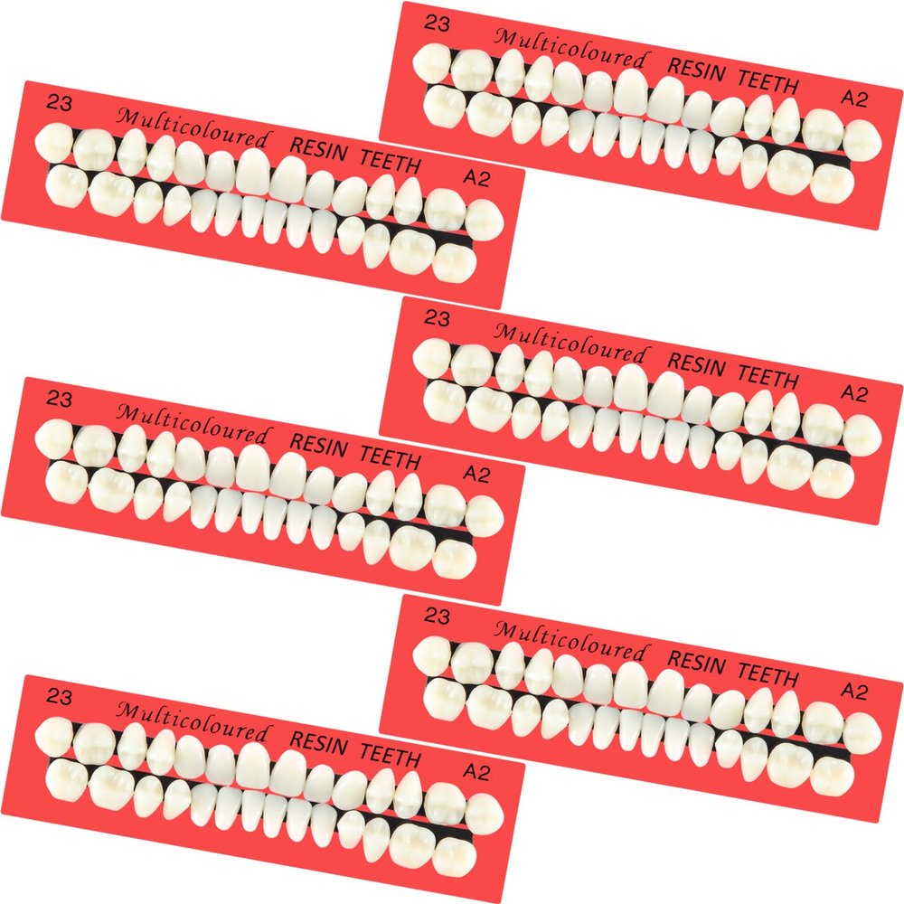 68 Pieces Fake Teeth False Teeth Sets Halloween Complete Acrylic Resin Teeth Denture Dental Teeth Dentures False Teeth False Tooth Kit for Horror Prop DIY Teach Model 6 Sets, 23 A2