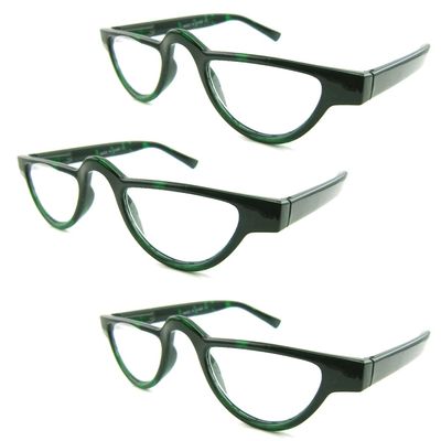3 Packs Tortoiseshell Green Vintage Half-Moon Reading Glasses/Spring Hinge/Colorful RG324 Specs +3.50 Magnification