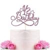 WeBenison Happy 1/2 Birthday Cake Topper / Baby 6 Months Cake Topper / New Baby Half Year Old Party Decorations Purple Glitter view 1
