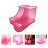 1 Pair Massage Foot Bath Shoes Spa Portable Foot Massage Bath Shoes PVC Foot Massager Bucket Boots Promote Circulation Rosy 16. 5cm view 4