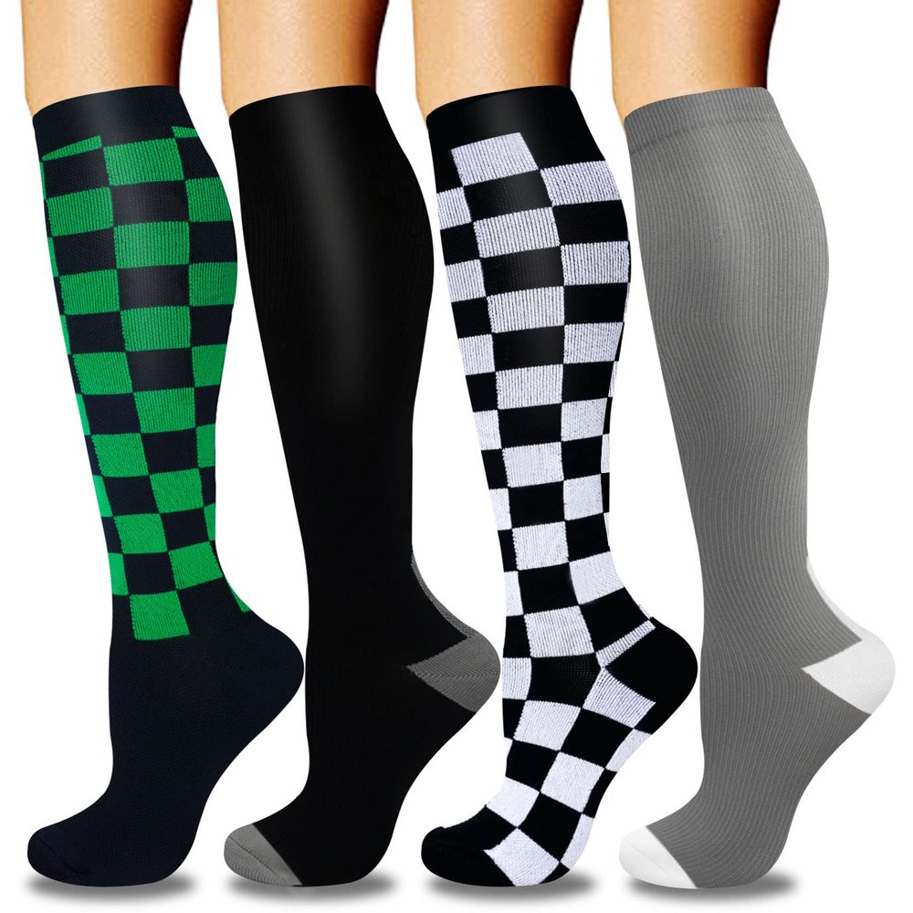 Compression Socks for Women & Men Circulation (4 Pairs)- Best Support for Nurses, Running, Hiking, Medical, Pregnancy