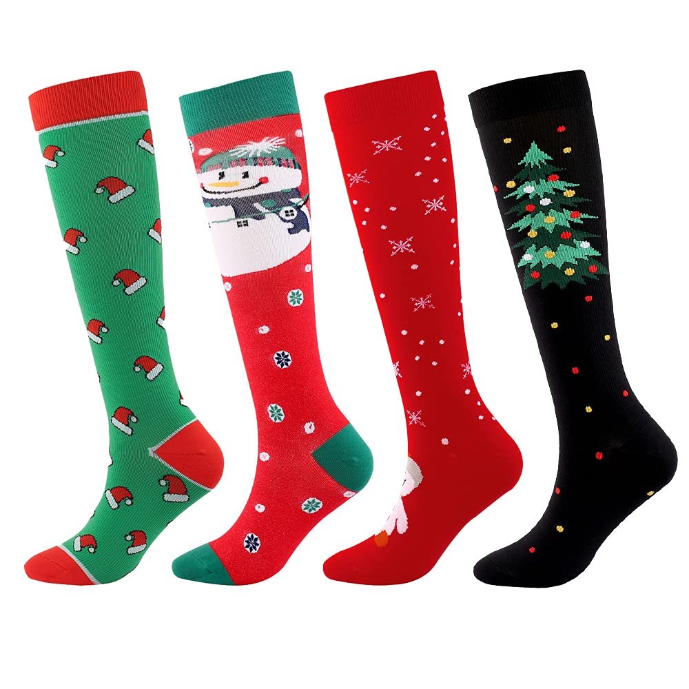 Linghe 4 Pairs Compression Socks for Men Women,Is Best for Football,Travel,Flight,Athletics,Running,Calf Pressur Support. (08, s-m)