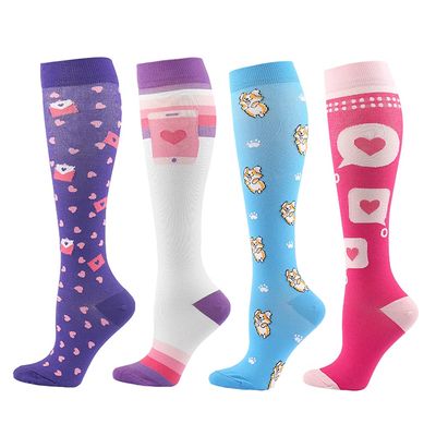 Linghe 4 Pairs Compression Socks for Men Women,Is Best for Football,Travel,Flight,Athletics,Running,Calf Pressur Support. (04, l-xl)