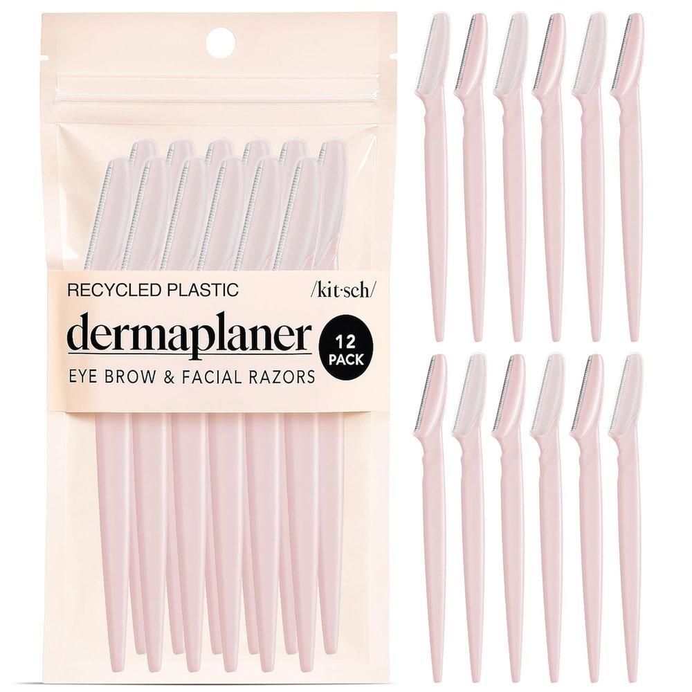 Kitsch Dermaplaning Blades For Face - Face Razors for Women and Men | Eyebrow Razor & Facial Hair Remover | Exfoliates Facial Skin, Eyebrow Shaper | Dermaplaning Tool, 12pc (Blush)