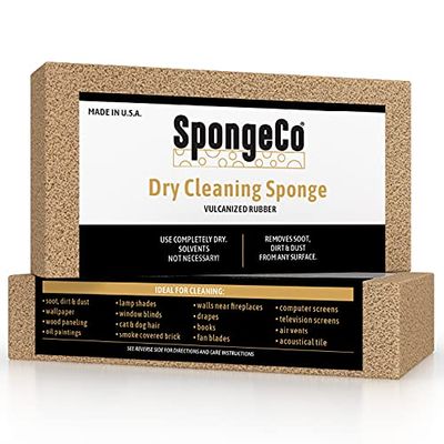 SpongeCo - Dry Cleaning Soot Eraser Sponge - Pet Hair, Smoke, Soot, Dust and Dirt Remover - 3x6x1.5 (Single Sponge)