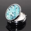1PCS Round Mini Portabler Stainless Steel Pill Box Case Pocket 2 inches Medicine Tablet Holder Organizer Case for Purse -Compact 3 Compartment,Gradually Blue Fish Scale Pattern view 1
