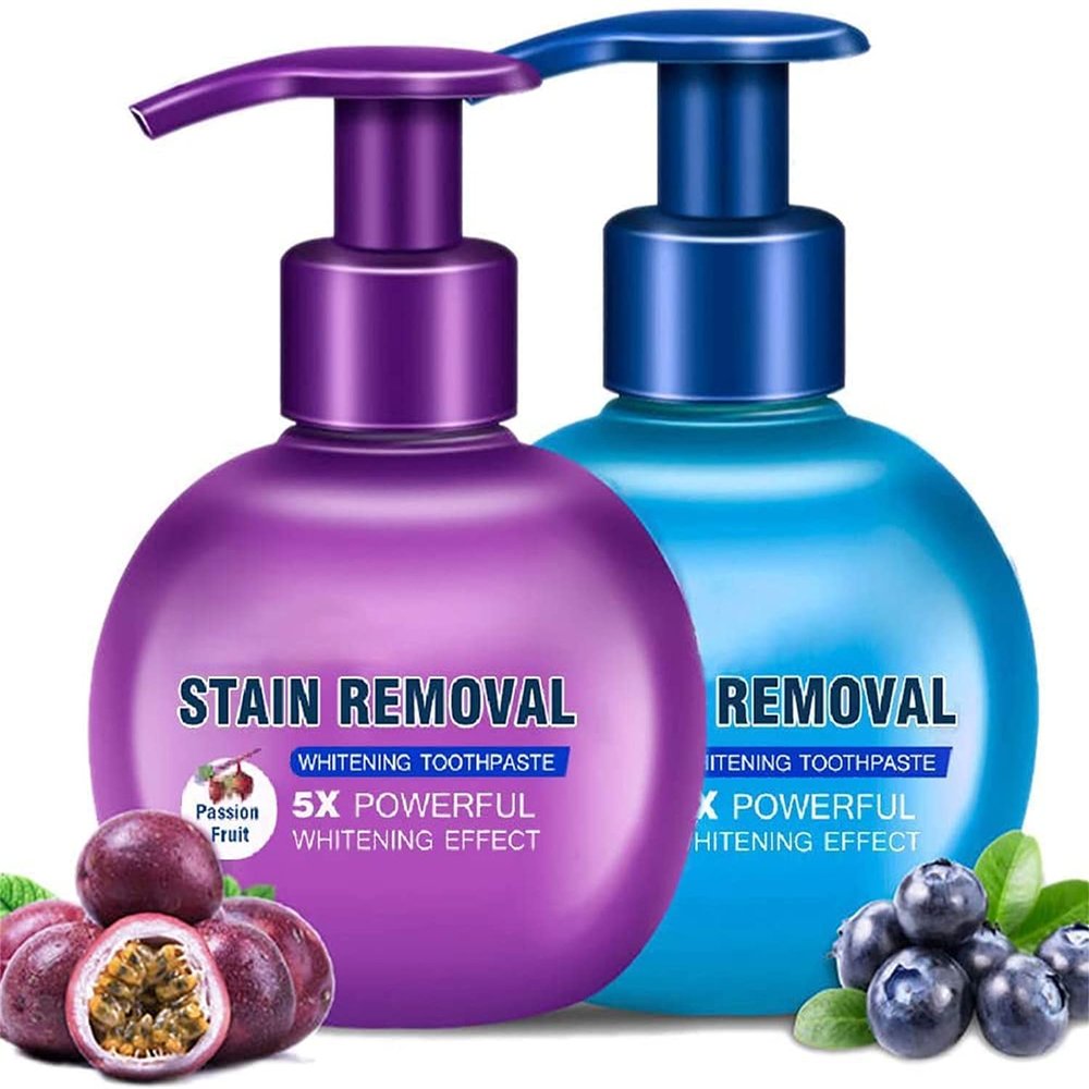1/2Pcs Soda Whitening Toothpaste, Intensive Stain Removal Gel Toothpaste, More Hygienic and Durable Pump Design Toothpaste, Fresh Breath Oral Care Fight Problem Gums (2Pcs)