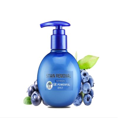 1/2Pcs Soda Whitening Toothpaste, Intensive Stain Removal Gel Toothpaste, More Hygienic and Durable Pump Design Toothpaste, Fresh Breath Oral Care Fight Problem Gums (Blueberry Flavor)