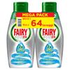 Fairy Platinum Gel Dishwasher Detergent, 64 Cycles (2 bottles x 32), Sea Breeze, Maxi Format, 100% Dissolution, with Integrated Pre-Wash System, Effective in Ecological Cycles view 1