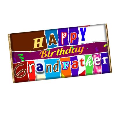 Happy Birthday Grandfather Chocolate Bar Wrapper Novelty Gift For Grandy Grandpa, Grandad, Popo CH-513 (without chocolate bar)