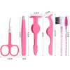 Latest Eyebrow Tweezers Kit 6Pcs, Professional Stainless Steel Brow Fake Eyelashes Clip Tool, Curvel Scissors Trimmer shaper Slant Tweezer Brush Trim Plucking Facial Ingrown Hair Splinter Tick Removal view 3