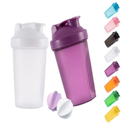 ANNAKIKI Shaker Bottle Protein Shakes and 16-Ounce/400ML Shaker Bottle with Wire Whisk Balls,Free of BPA plastic (Purple+White(2PCS))