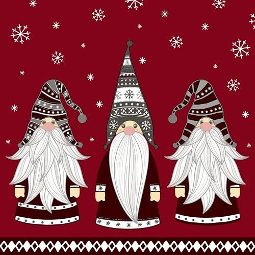 20 Napkins Family of the Gnome | Winter | Christmas | Table Decoration 33 x 33 cm