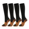 4 Pairs Copper Compression Socks for Men & Women Circulation 15-20mmHg Knee High Compression Socks Best Support for Nurses, Athletic, Running, Cycling, Flying, Travel (Black,S-M) view 1