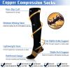 4 Pairs Copper Compression Socks for Men & Women Circulation 15-20mmHg Knee High Compression Socks Best Support for Nurses, Athletic, Running, Cycling, Flying, Travel (Black,L-XL) view 3