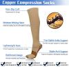 4 Pairs Copper Compression Socks for Men & Women Circulation 15-20mmHg Knee High Compression Socks Best Support for Nurses, Athletic, Running, Cycling, Flying, Travel (Nude,S-M) view 3