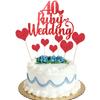Elicola 40th Anniversary Cake Toppers Ruby Weddding Anniversary Heart Cake Decoration for Celebration Party Supplies view 1