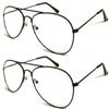 Unisex Classic Pilot Style Double Bridge Metal Reading Glasses Small Shape Design R293 Specs (2 Pairs Brown, 100 Magnification) view 1