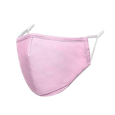 Infallible Inc Reusable Adults Unisex Cotton 3 Layered Face Cover - Washable, Breathable and Adjustable (Baby Pink)