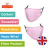 Infallible Inc Reusable Adults Unisex Cotton 3 Layered Face Cover - Washable, Breathable and Adjustable (Baby Pink) view 2