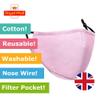 Infallible Inc Reusable Adults Unisex Cotton 3 Layered Face Cover - Washable, Breathable and Adjustable (Baby Pink) view 3