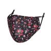 Infallible Inc Reusable Adults Unisex Cotton 3 Layered Face Cover - Washable, Breathable and Adjustable (Black & Red Flowers) view 1