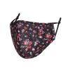 Infallible Inc Reusable Adults Unisex Cotton 3 Layered Face Cover - Washable, Breathable and Adjustable (Black & Red Flowers) view 4