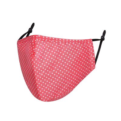 Infallible Inc Reusable Adults Unisex Cotton 3 Layered Face Cover - Washable, Breathable and Adjustable (Red Polka)