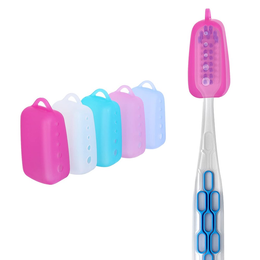 5Packs Toothbrush Cover Caps,Food Grade Silicone Toothbrush Head Covers for Travel, Home, Camping and School