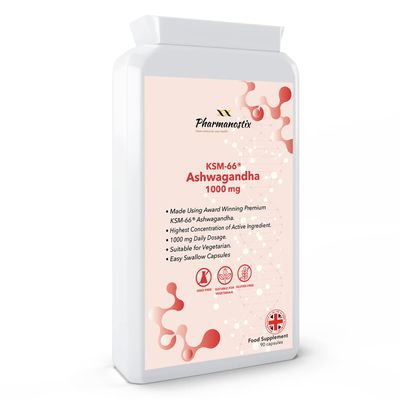 Ashwagandha KSM-66 , 1,000mg Daily Dose with 5% Withanolides, Highly Bioavailable with Full Spectrum Root only Extract, A Natural Ayurveda Supplement, Pharmanostix