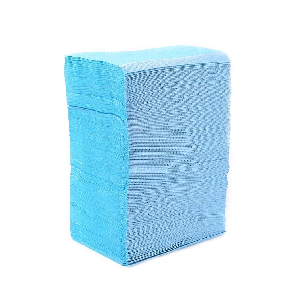 500pcs Disposable Waterproof Medical Paper Dentist Oral Hygiene Bib Neckerchief Dental Clean Pad Sheets (Color : Blue)