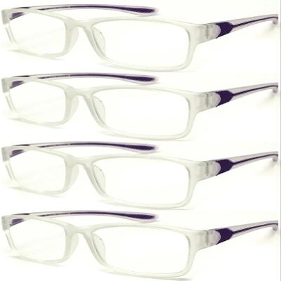 4 Pairs Sports Design Zizo Eyewear Comfortable Stylish Reading Glasses/Plastic Glasses Frame R152 Spectacles (No-Slip Violet, 1.50 Magnification)