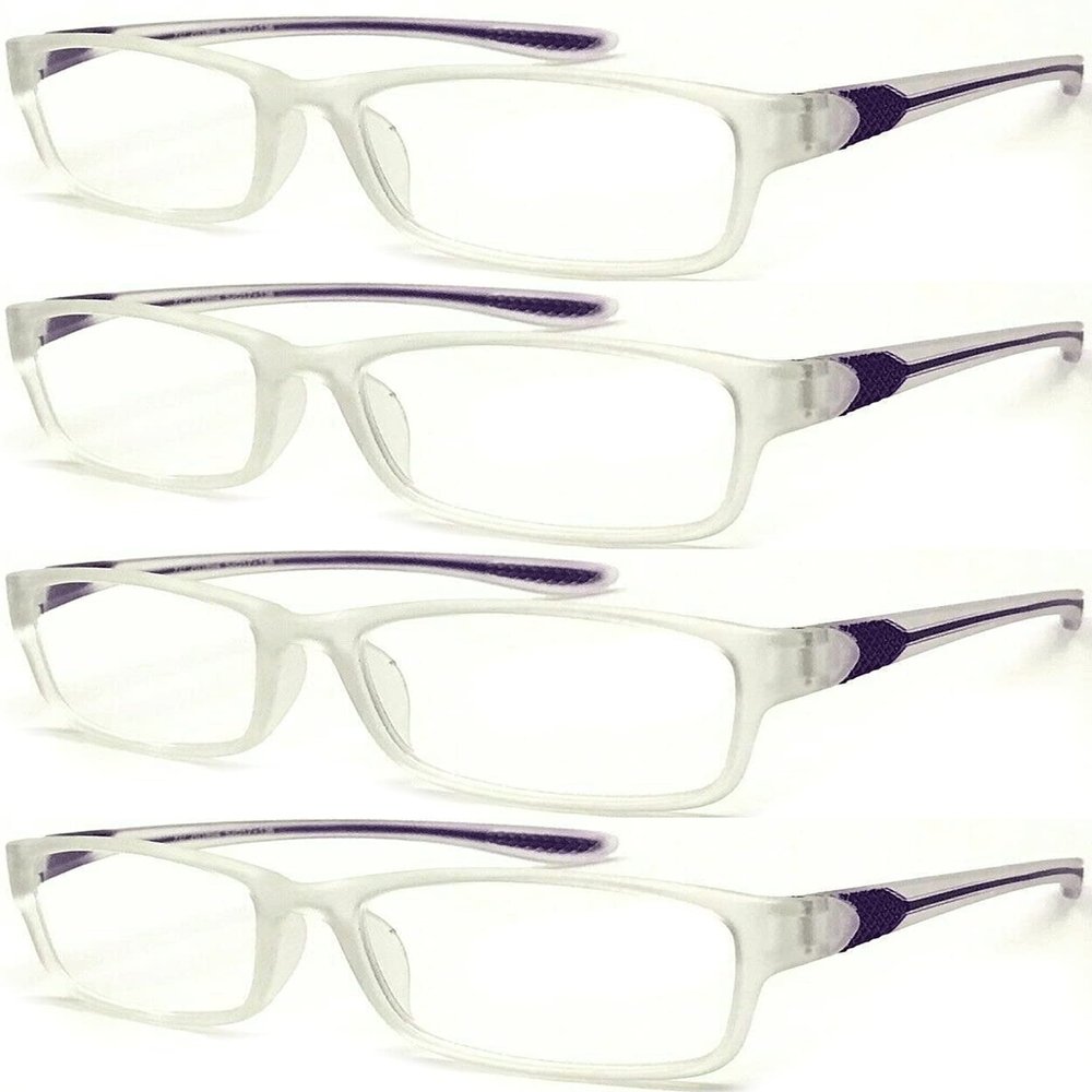 4 Pairs Sports Design Zizo Eyewear Comfortable Stylish Reading Glasses/Plastic Glasses Frame R152 Spectacles (No-Slip Violet, 1.50 Magnification)