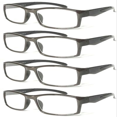 4 Pairs Sports Design Zizo Eyewear Comfortable Stylish Reading Glasses/Plastic Glasses Frame R152 Spectacles (Coffee, 1.50 Magnification)