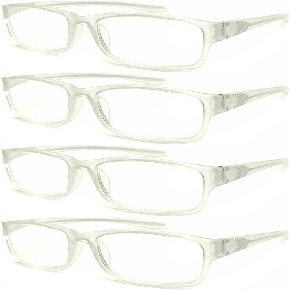 4 Pairs Sports Design Zizo Eyewear Comfortable Stylish Reading Glasses/Plastic Glasses Frame R152 Spectacles (No-Slip White, 2.50 Magnification)