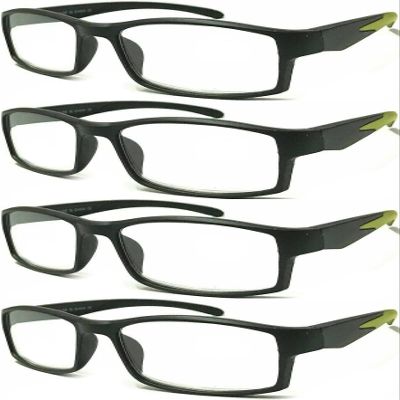 4 Pairs Sports Design Zizo Eyewear Comfortable Stylish Reading Glasses/Plastic Glasses Frame R152 Spectacles (Black/Arms Yellow, 2.50 Magnification)