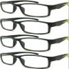 4 Pairs Sports Design Zizo Eyewear Comfortable Stylish Reading Glasses/Plastic Glasses Frame R152 Spectacles (Black/Arms Yellow, 2.50 Magnification) view 1