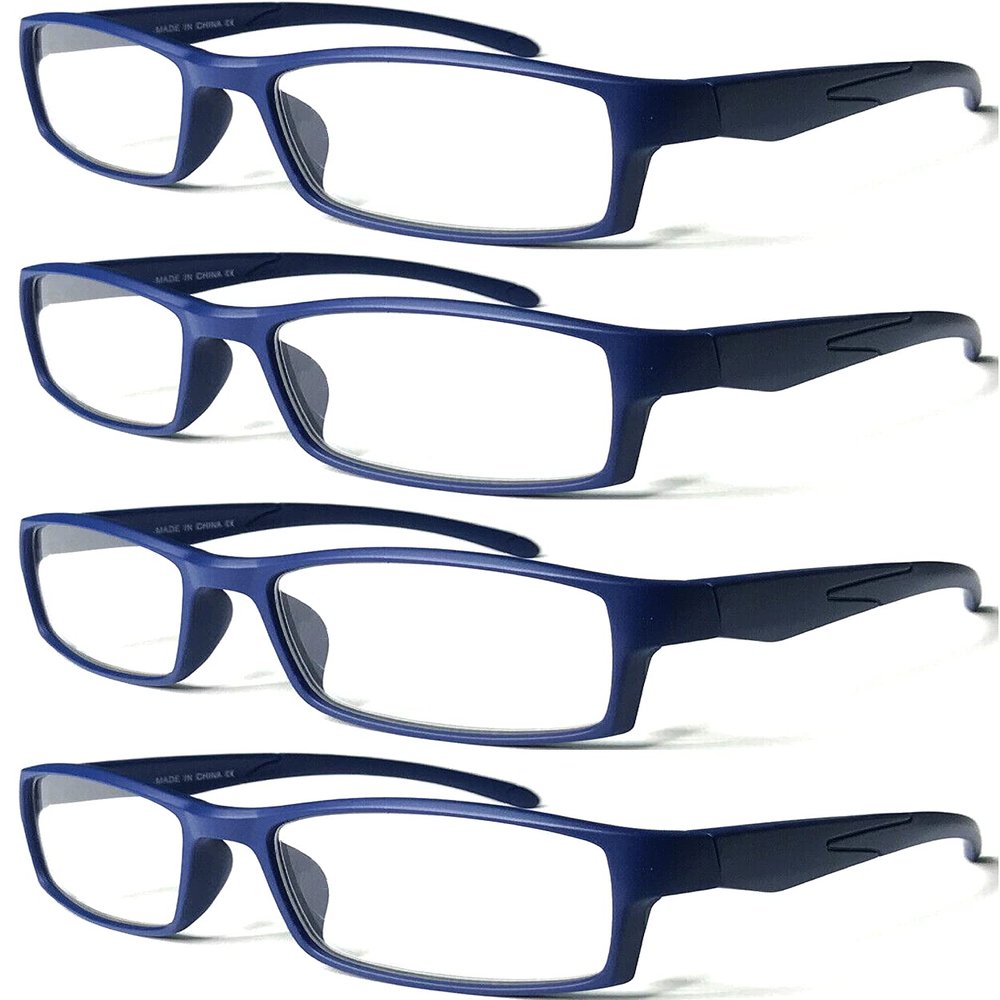 4 Pairs Sports Design Zizo Eyewear Comfortable Stylish Reading Glasses/Plastic Glasses Frame R152 Spectacles (Matte Navy, 1.50 Magnification)