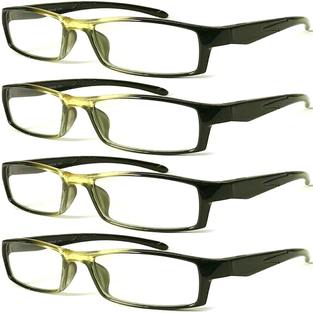 4 Pairs Sports Design Zizo Eyewear Comfortable Stylish Reading Glasses/Plastic Glasses Frame R152 Spectacles (Pearly Yellow, 1.00 Magnification)